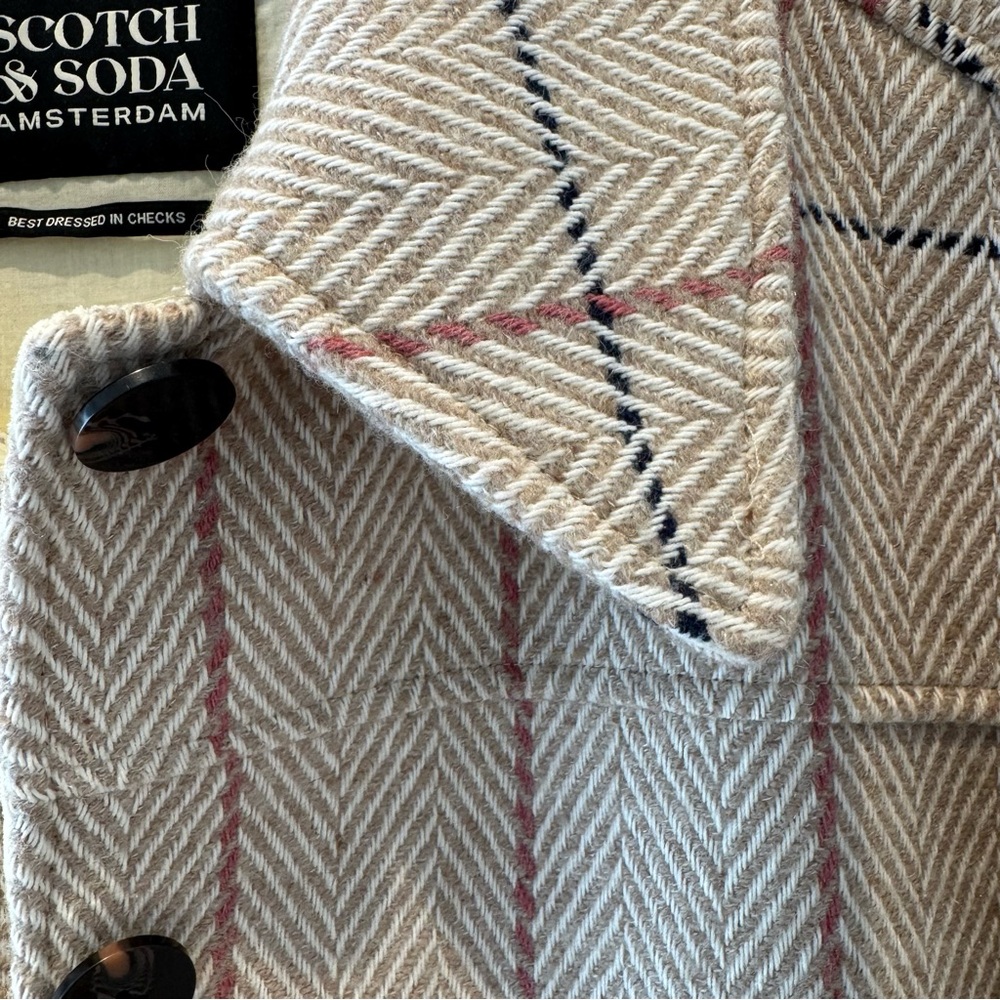 SCOTCH & SODA Women's Beige Checkered Blazer - SIZE XL - Picture 8 of 11